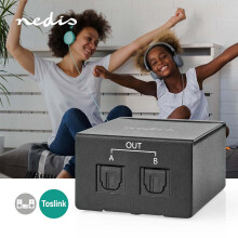 Splitter TosLink | Obousměrný | Vstup připojení: TosLink Female | Připojení Výstup: 2x TosLink | Tlačítko | Kov | Černá