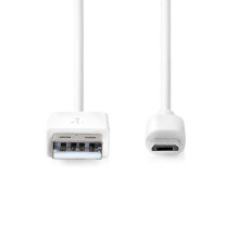 USB kabel | USB 2.0 | USB-A samec | USB Micro-B samec | 480 Mbps | Poniklovaný | 2,00 m | Kulatý | PVC | Bílá | Box