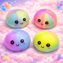 (12pc) Stress Relief Baozi Squishy Toy, Creative Colorful Face Xiaolongbao Blind Box, Slow Rising Anxiety Relief Fidget for Kids Adults Desk