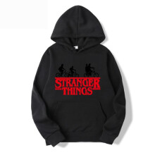 (Black, XXXL) Stranger Things Print Pullover Hoodie Fleece Lined Sweatshirt Winter Warm Casual Unisex Oversized