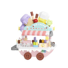 (Pink) Building Blocks Dessert Truck Toy, Mini Particle Assembling Educational Car Model, Gift for Boys Girls