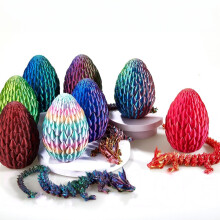 Huevo de dragón impreso en 3D, dragón de cristal, relleno para cesta de Pascua, huevo sorpresa, juguete antiestrés articulado