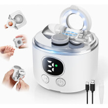 Elektrischer Nagelknipser, automatischer Nageltrimmer mit Doppelklinge, 3 Geschwindigkeitsstufen, LED-Licht, 2-in-1 Nageltrimmer und -polier