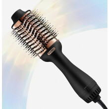 Runde Heißluftbürste für Haartrockner, 2-in-1-Funktion zum schnellen Föhnen, Glätten, Locken und für Volumen, Ionen-Stylingbürste