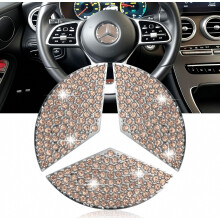Bling Crystal Steering Wheel Emblem 45 mm Decorative Badge for Car Interior, Fits A B C E G CLA Models