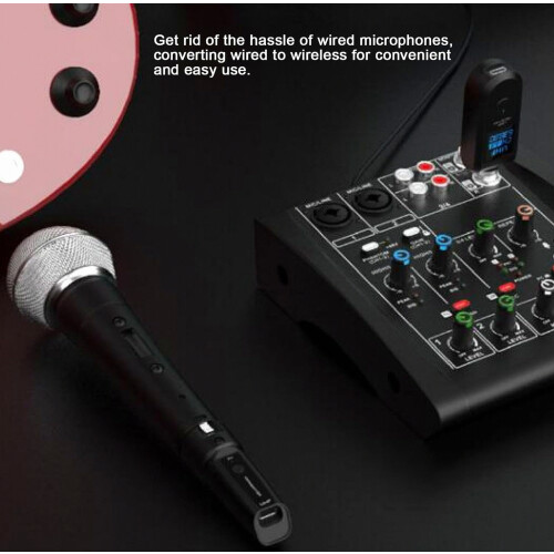 UHF Wireless Microphone Transmitter and Receiver, Rechargeable for Dynamic Microphones and Mixers, 30 m Range 1