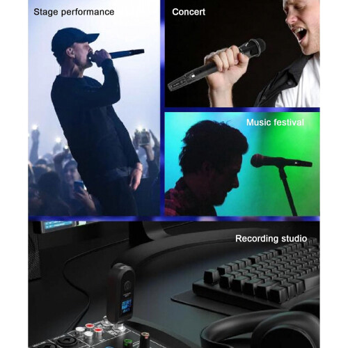 UHF Wireless Microphone Transmitter and Receiver, Rechargeable for Dynamic Microphones and Mixers, 30 m Range 2