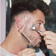Bartstyling-Tool für Männer mit integriertem Kamm, transparenter Styling-Schablone für Ziegenbart, Schnurrbart, Koteletten, Kinnlinie, Kinnb