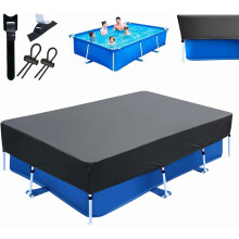Cobertura retangular para piscina 220 x 150 cm, lona solar dobrável para piscinas retangulares com estrutura de armação, cobertura de piscin