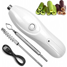 Portable Electric Vegetable Corer Tool with 2 Cutting Heads, Stainless Steel, Rechargeable Scraper for Zucchini and Frui