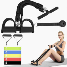 2026 Upgrade Purple Pedal Resistance Band, 4-Tube Elastic Sit-Up Pull Rope for Men and Women, Pedal Exercise Trainer for