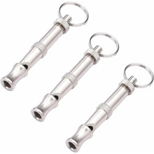Tragbare Ultraschall-Hundepfeife, Ultraschall-Trainingshilfe für Haustierverhalten, 3er-Pack, Silber