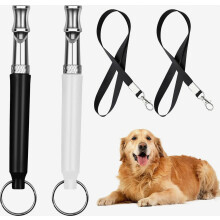 Set van 2 ultrasone hondenfluitjes, anti-blaf trainingsfluitje met riempje, stil, instelbare frequentie voor de meeste honden, zwart.