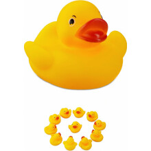 Set di 12 paperelle da bagno classiche gialle, 5 cm, con fischietto, giocattoli da bagno per bambini e adulti.