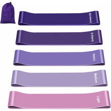 Set van 5 weerstandsbanden, 100% natuurlijk latex, elastische trainingsbanden voor fitness en krachttraining thuis.