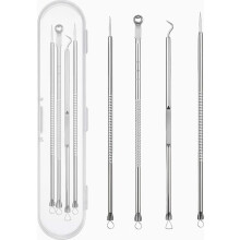 Conjunto de extrator de cravos e comedões com estojo de armazenamento, ferramenta de aço inoxidável para remoção de espinhas, cravos brancos