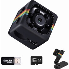 Mini Camera, 1080P Video, 12MP Photos, 32GB Memory Card, Night Vision, Rotating Holder, Indoor and Outdoor Security