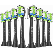 Testine di ricambio per spazzolino elettrico Sonicare, confezione da 8, setole morbide, nere, per denti sensibili.