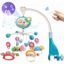 Tragbares Babybett mit Musik und Projektor, blaues, faltbares Kinderbett für Neugeborene, weicher und gemütlicher Schlafplatz