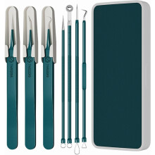 7-delige set voor het verwijderen van mee-eters, puistjesverwijderingstool voor een heldere huid, donkergroen in gekleurde doos