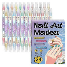 (1set, 24pcs) 12 Color Nail Art Marker Set Dual Tip 0.5mm Fine Detailing