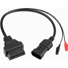 Adaptador OBD2 de 3 pinos para 16 pinos, conector OBDII fêmea com garra jacaré para diagnóstico automotivo Fiat Alfa Romeo Lancia
