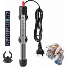 Aquecedor de aquário de vidro de quartzo ajustável de 100 W para aquários de 40 a 120 litros com ventosas e termostato.