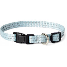 Coleira refletora ajustável para cães com argola em D de metal e fecho rápido, de 18 cm a 32 cm, tamanho XS, azul.