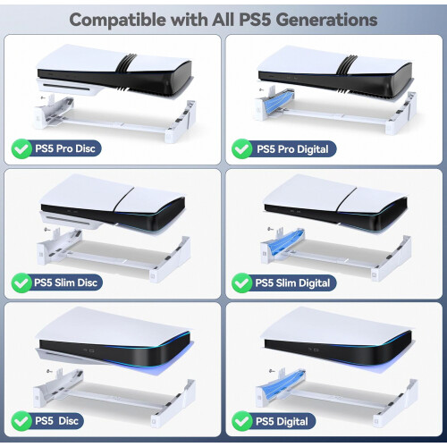 Horizontal Stand for PS5, PS5 Slim and PS5 Pro Console, Stable Base with Screw, Console Holder for Horizontal Placement, 1