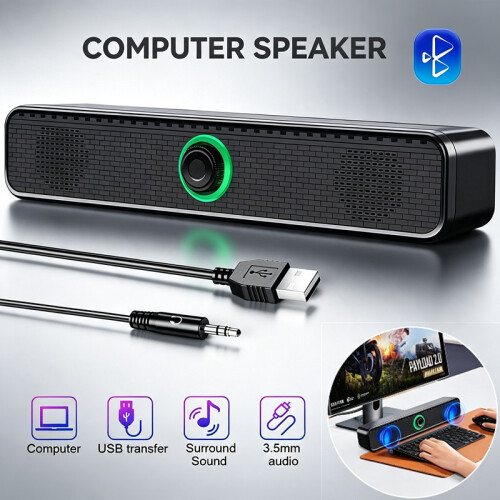 Portable Bluetooth USB Wired Sound Bar Computer Speakers For PC Laptop Gaming