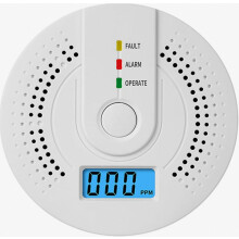 Détecteur de monoxyde de carbone avec alarme sonore et lumineuse, indicateurs LED, signal de batterie faible, affichage numérique, bouton de