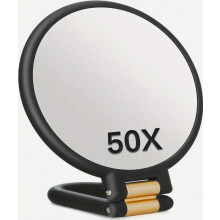 Miroir double face portable avec poignée, grossissement 50x et 1x, miroir de maquillage pliable pour les voyages, fixation murale et décorat