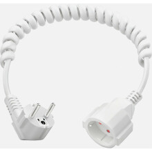 Câble d'extension de protection contre les surtensions, 2 m, 230 V/16 A, 3 conducteurs spiralés de 1 mm², IP20, fiche et raccord Schuko, bla