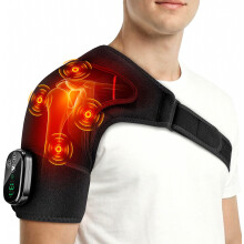 Écharpe de massage chauffante sans fil pour les épaules avec batterie rechargeable de 5000 mAh, soutien anti-douleur réglable pour la maison