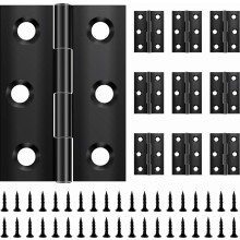 Lot de 10 charnières pliables, 44 x 31 x 1 mm, charnières en métal noir pour meubles et armoires