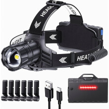Lampe frontale LED rechargeable, ultra-lumineuse (120 000 lumens), lampe frontale légère et réglable pour la course à pied, le camping, la