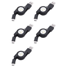 5X USB Type C USB 3.1 Chargeur de Câble Rétractable Charge Type-C Câble USB-C Noir