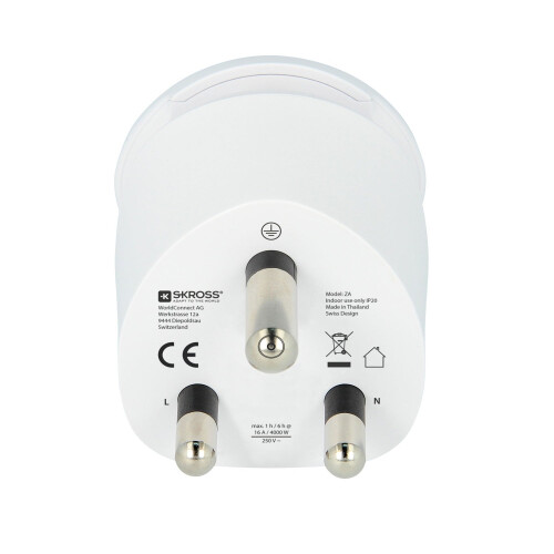 Reiseadapter Combo World nach Südafrika + Europe Grounded 2