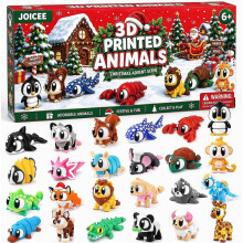 Adventskalender 2026 met verrassingspakket, 24 3D-geprinte dierenfiguurtjes met beweegbare gewrichten, mini-verzamelset, creatief verra