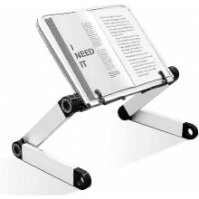 Soporte para libros ajustable, altura y ángulo regulables, soporte ergonómico con clips para papel, compatible con libros escolares gra