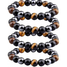 2/4 Pcs Triple Protection Bracelet Natural Bring Luck And Prosperity Obsidian Tw