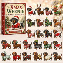 Kerstadventskalender 2026, aftelset met 3D-hondenfiguurtjes en 24 feestelijke verrassingen, schattige puppy-ornamenten voor huisdecorat