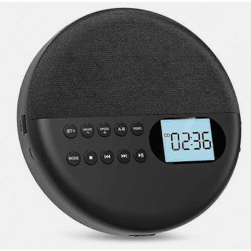 Φορητό CD Player, Bluetooth CD Player με ηχεία, επαναφορτιζόμενη οθόνη LCD ASP με ABlackSZshsy02 AS