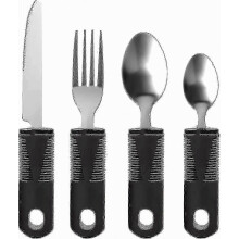 Cutlery Set Easy Grip Disability Aids Cutlery Sets Soft And Comfortable Cutlery For Disabled Elderly Parkinson's Arthritic (black 4pcs)
