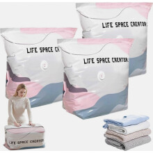 Bolsas de almacenamiento al vacío sin bomba, bolsas de compresión cúbicas que ahorran espacio para ropa, edredones, mantas, almohadas y