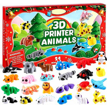 Adventskalender 2026 met verrassingspakket, 24 3D-geprinte dierenfiguurtjes met beweegbare gewrichten, mini-verzamelset, creatief verra