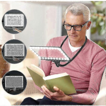 Lupa 5X con anillo de luz LED de 50 LED y brazo flexible para lectura de letra pequeña.