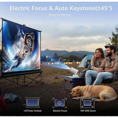 Mini Projector, Rechargeable Portable Outdoor Smart Projector with 4K Support 2