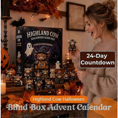 Ημερολόγιο Advent Halloween με αγελάδες Highland για το 2026, Ημερολόγιο αντίστροφης μέτρ 2