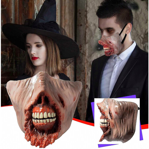 Διακοσμήσεις για το Halloween Halloween με ανοιχτό στόμα και εγκαύματα, μάσκα μισού 1